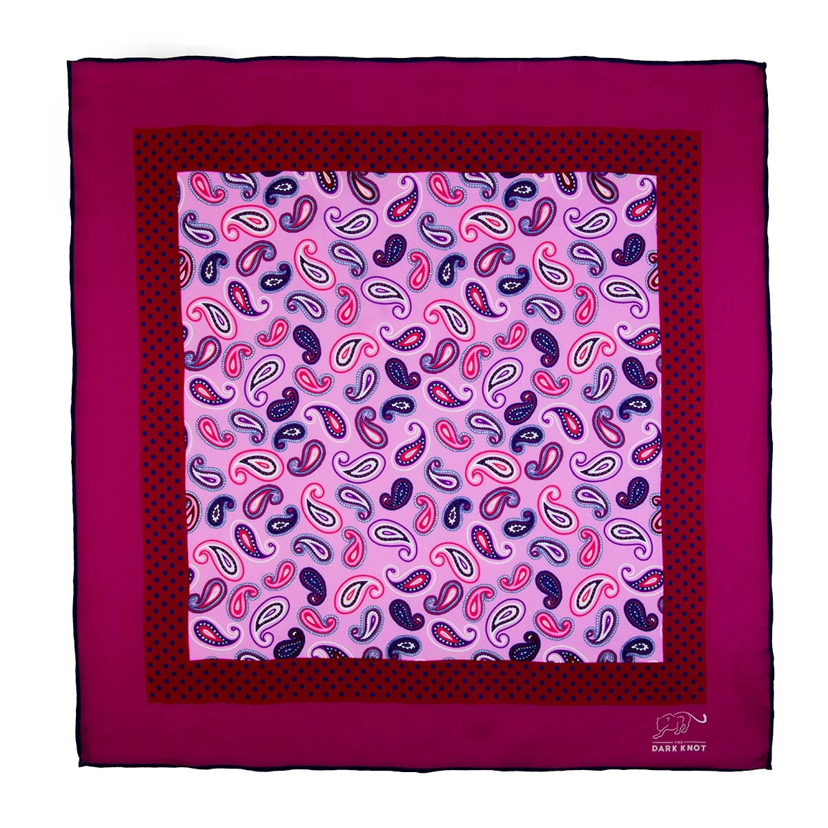 Barnstead Paisley Silk Pocket Square, Light Pink / Red / Purple - Image 2