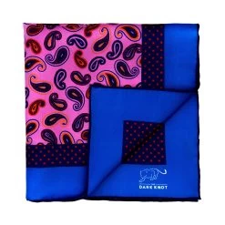 Barnstead Paisley Silk Pocket Square, Pink / Blue / Orange