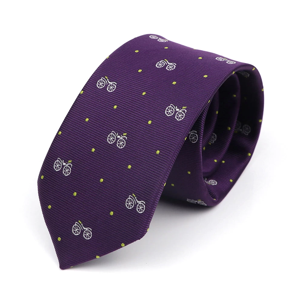 Bradenton Bicycles Skinny Polyester Tie, Purple / Light Green / Silver
