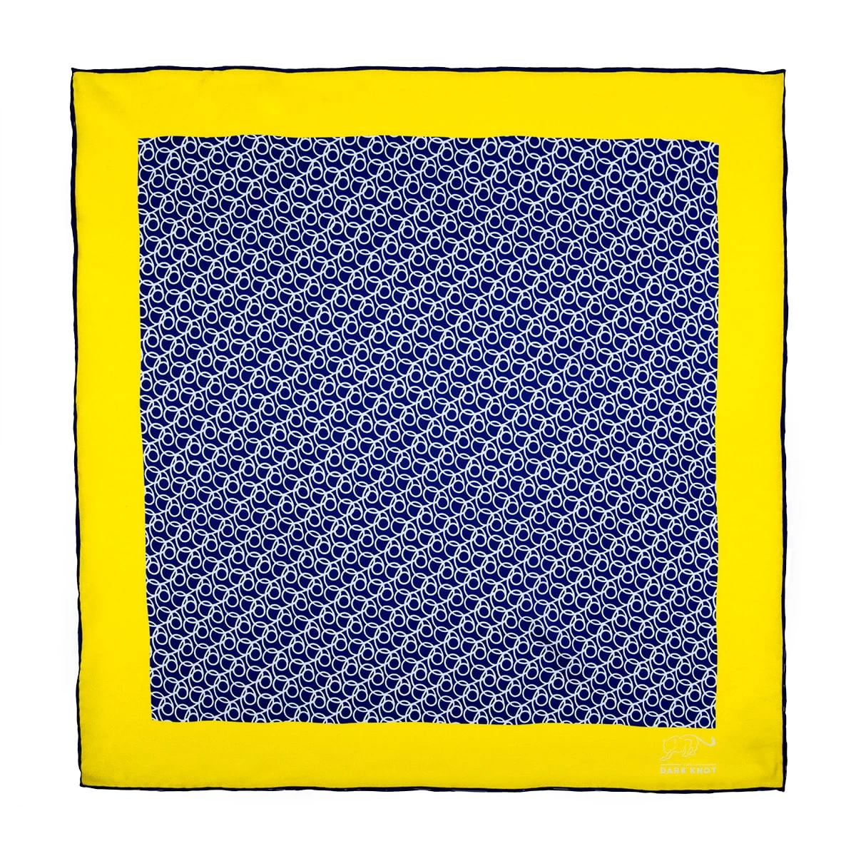Bridgewater Abstract Silk Pocket Square, Blue / White / Yellow - Image 2