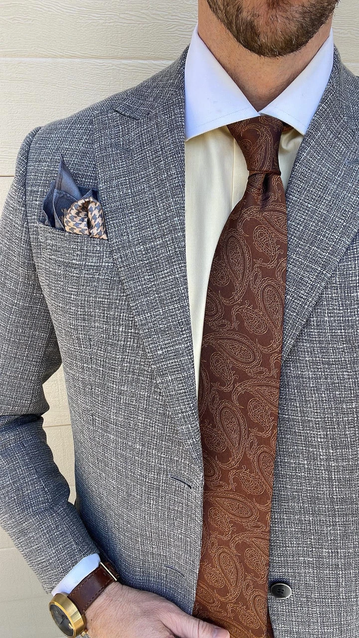 Caledonia Paisley Silk Tie, Brown / Gold - Image 4