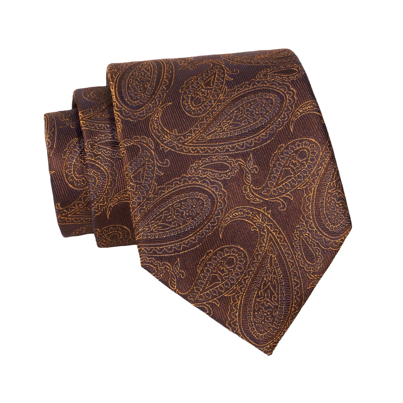 Caledonia Paisley Silk Tie, Brown / Gold - Image 2