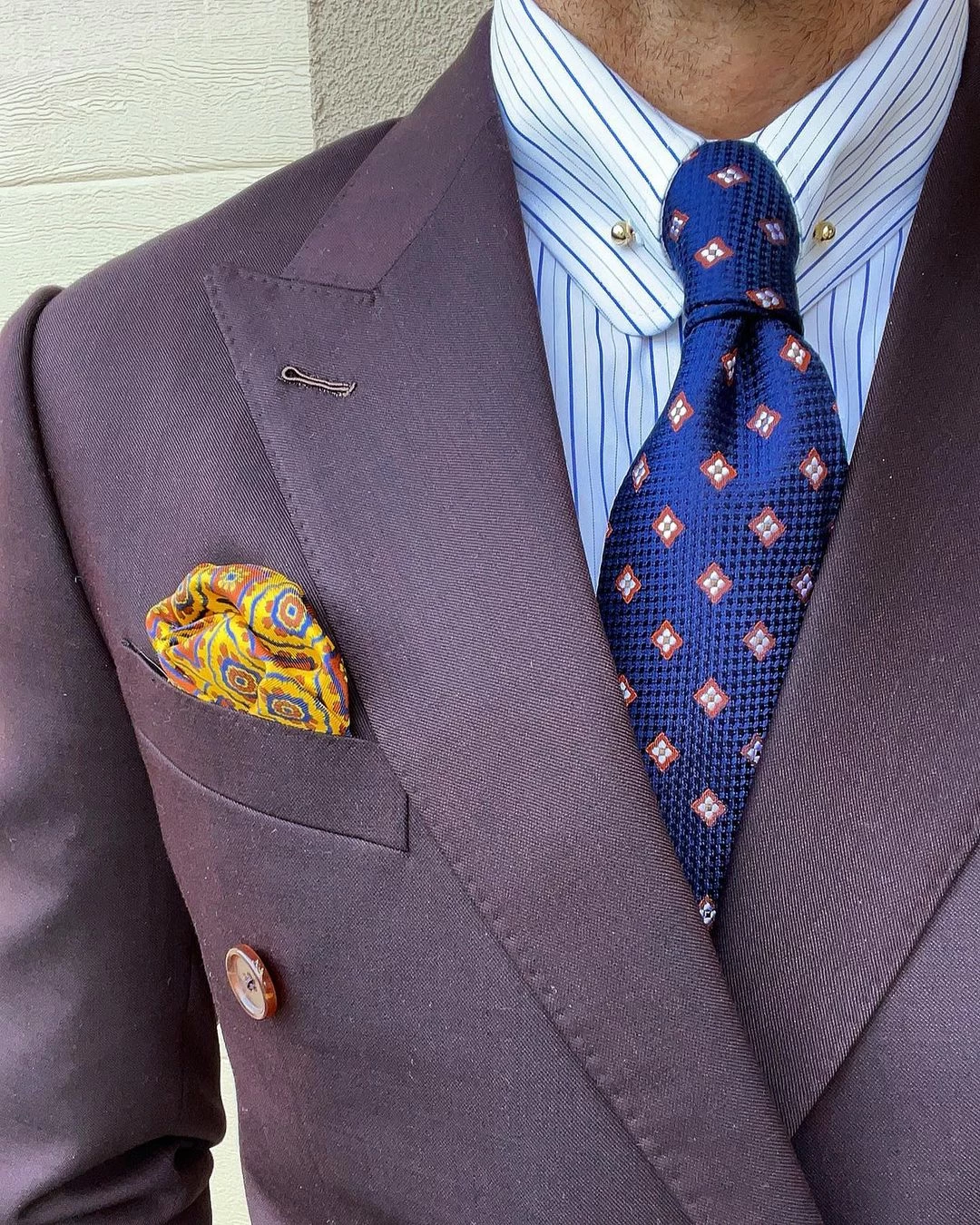 Champlain Foulard Silk Tie, Navy / Brown / Silver - Image 5