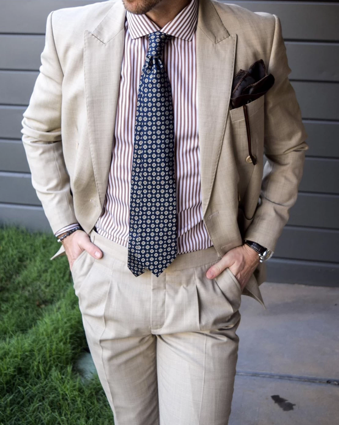 Charlestown Foulard Silk Tie, Blue / Silver - Image 4