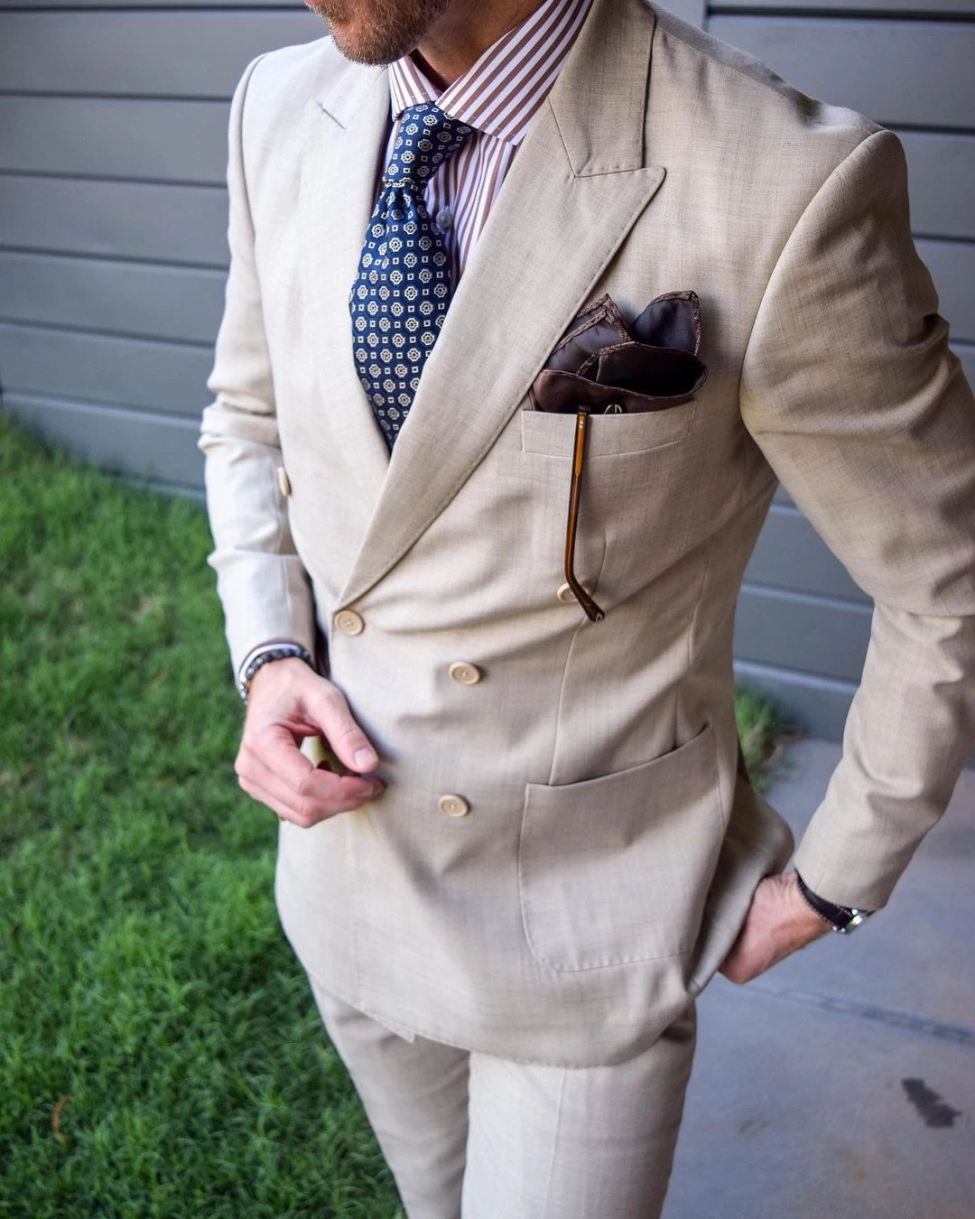 Charlestown Foulard Silk Tie, Blue / Silver - Image 5