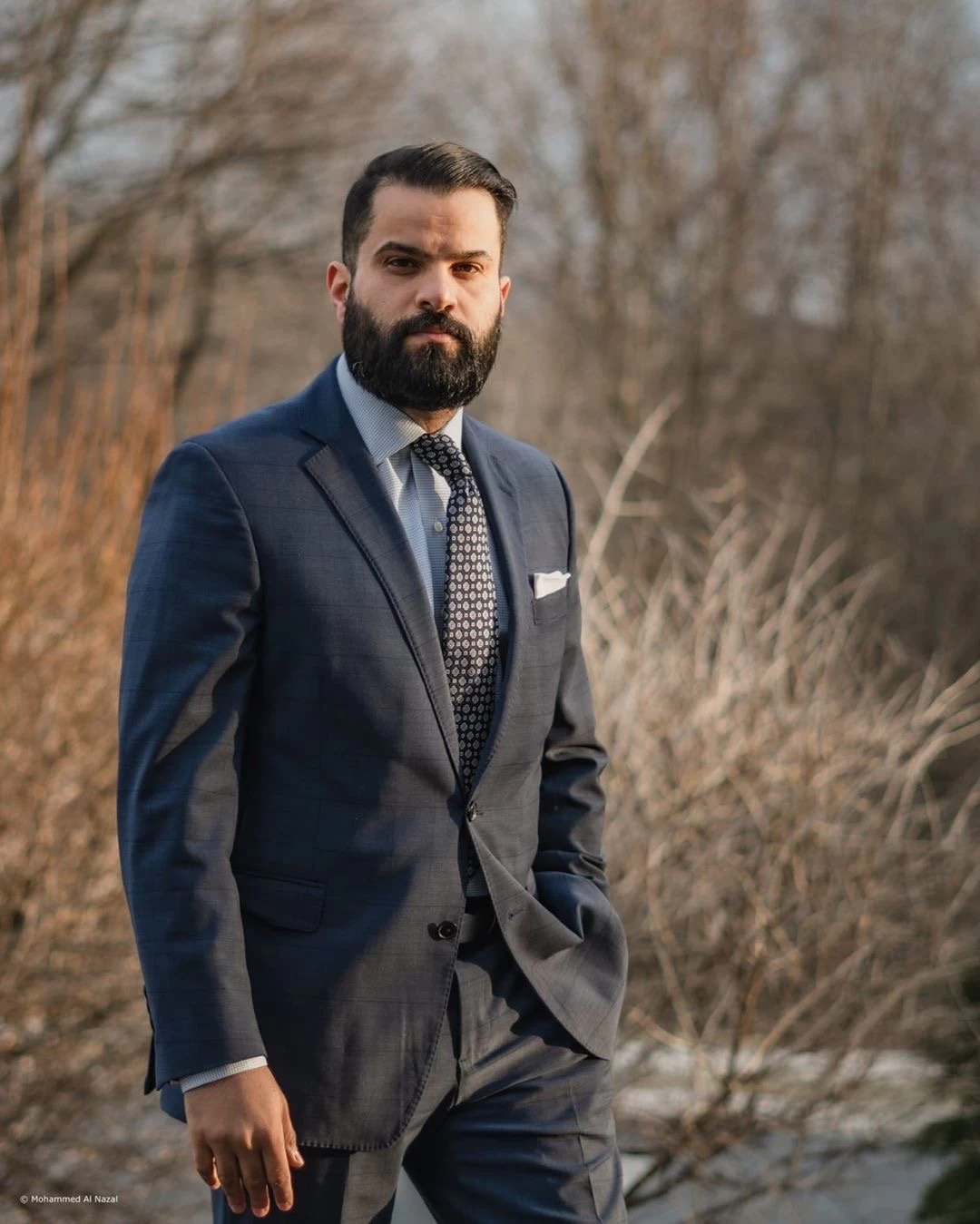 Charlestown Foulard Silk Tie, Blue / Silver - Image 7