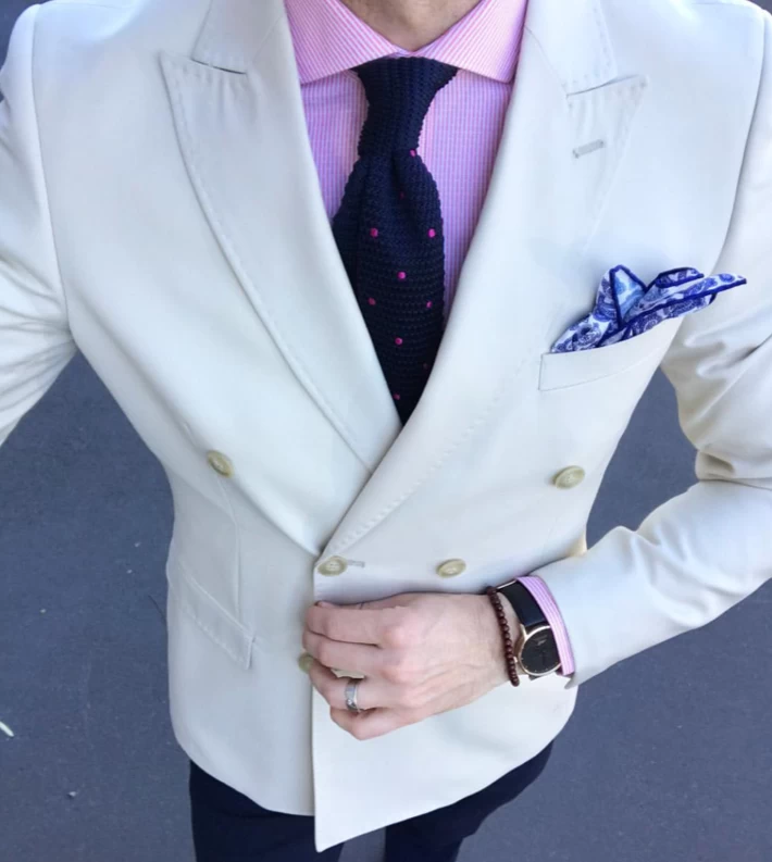 Coldspring Abstract Silk Pocket Square, White / Blue - Image 7