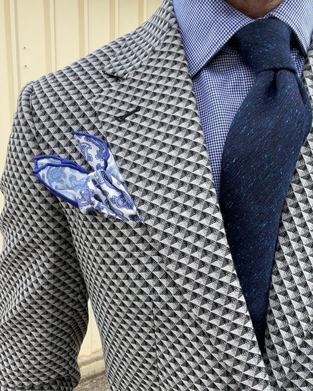 Coldspring Abstract Silk Pocket Square, White / Blue - Image 4