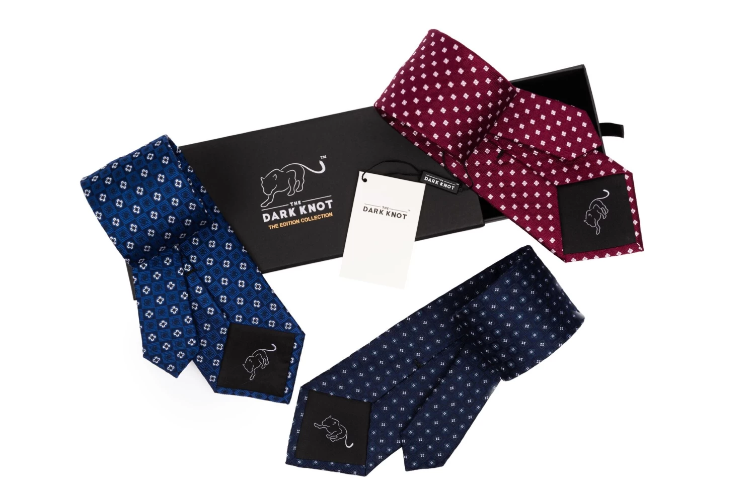 Hudson Foulard Silk Tie, Navy / Blue / Turquoise - Image 3