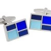 Hampshire Blue Rhodium Plated Cufflinks