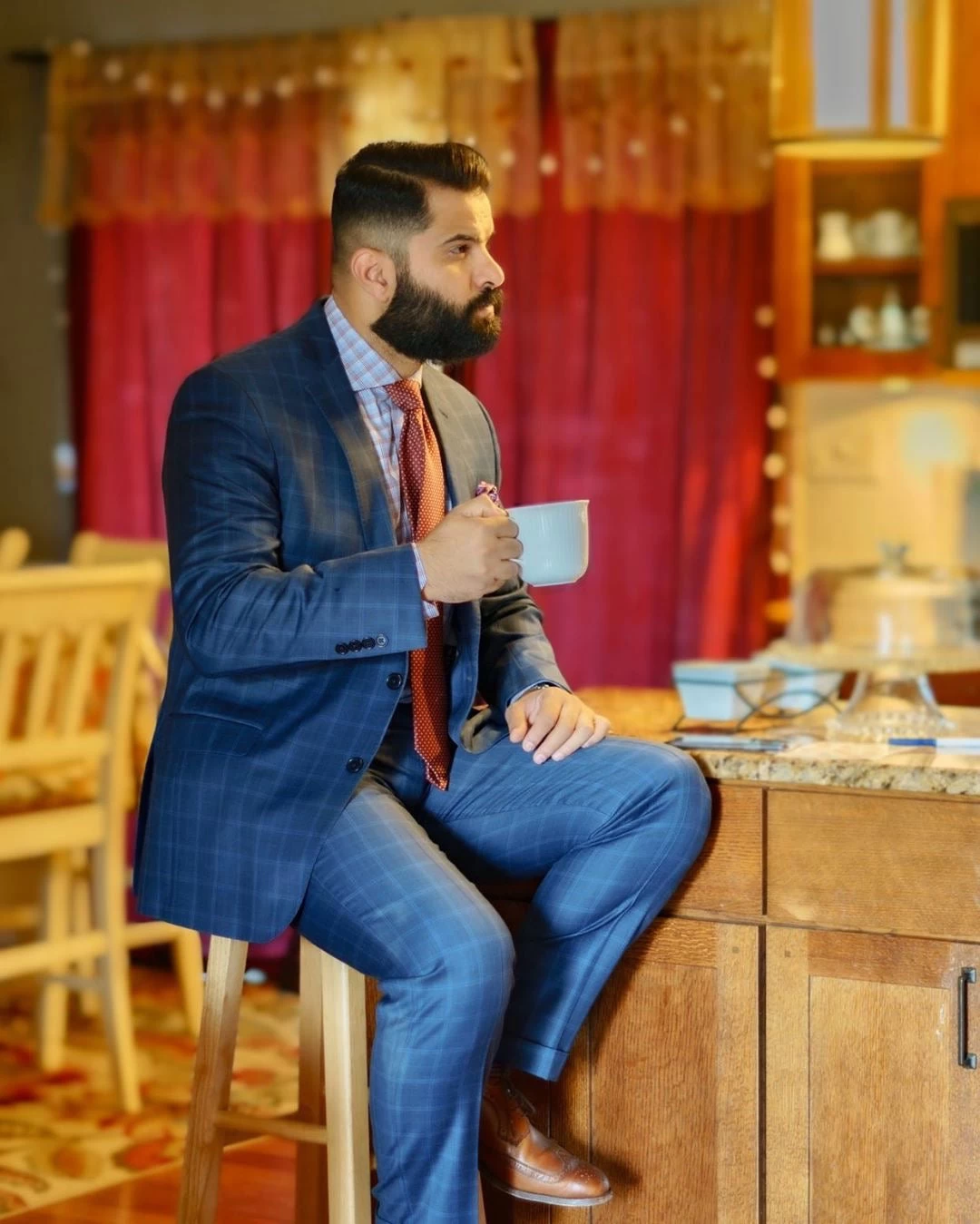 Dorchester Foulard Silk Tie, Burgundy Red / Silver - Image 10