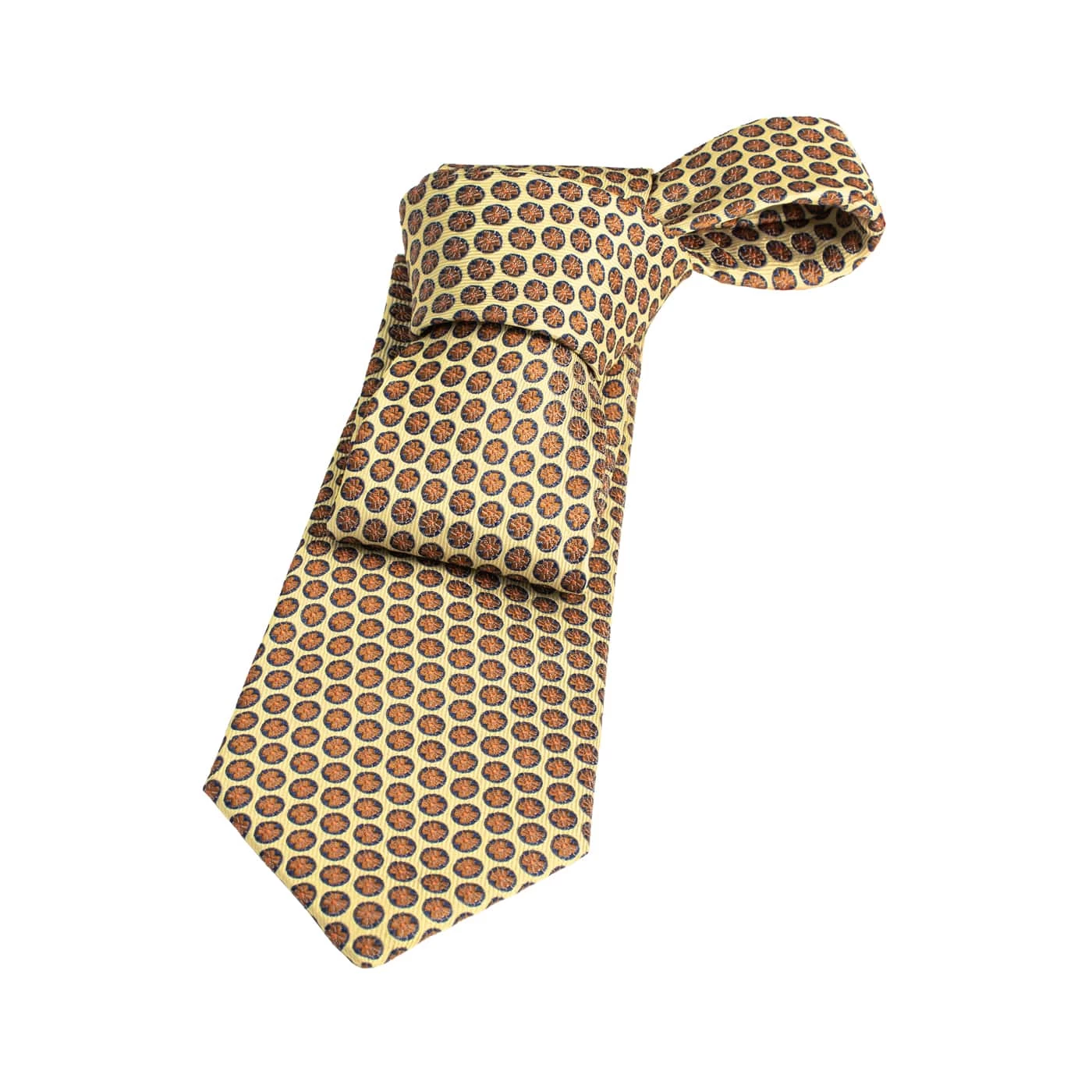 Fall River Foulard Silk Tie, Yellow / Orange
