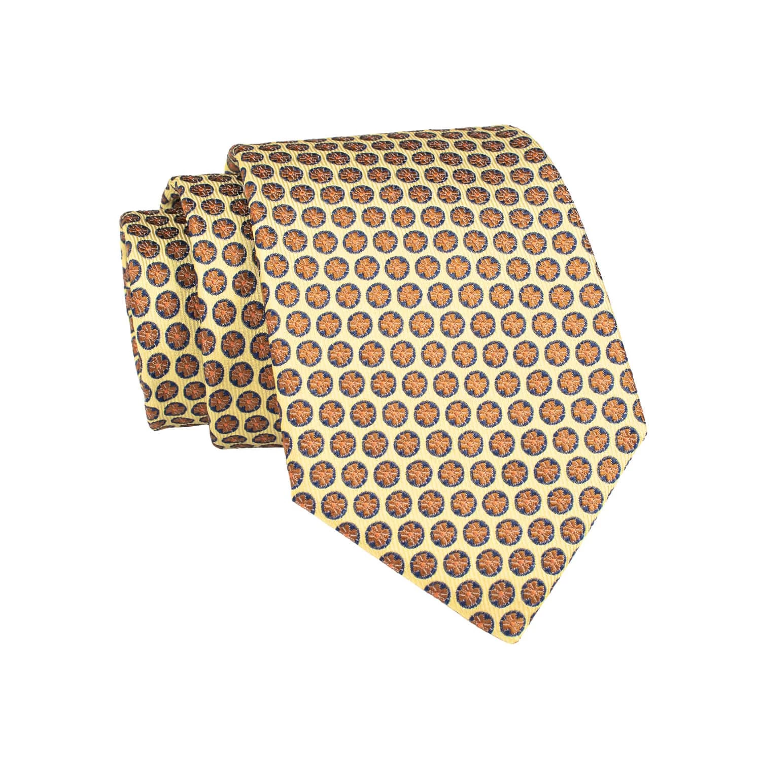 Fall River Foulard Silk Tie, Yellow / Orange - Image 2