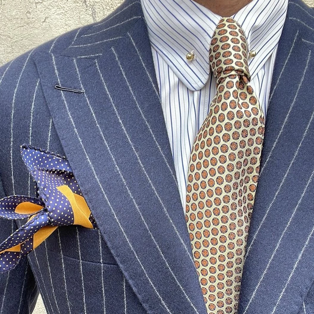 Fall River Foulard Silk Tie, Yellow / Orange - Image 3