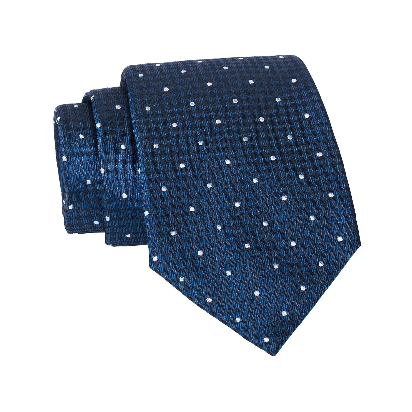 French Creek Polka Dot Silk Tie, Navy / Silver - Image 2