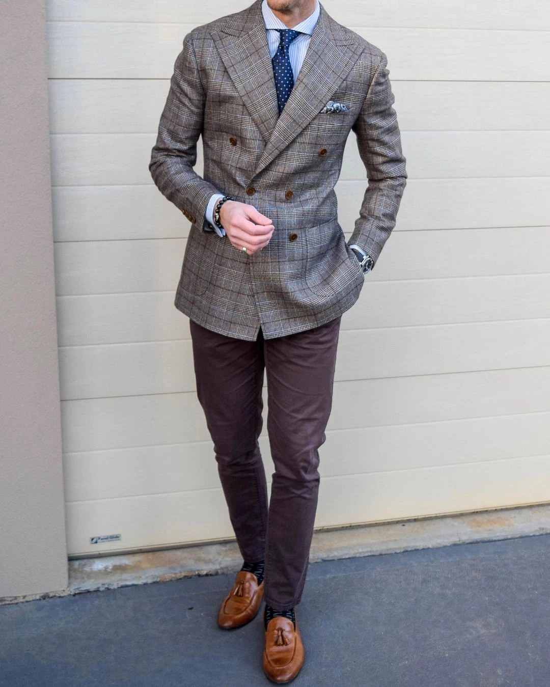 Georgetown Foulard Silk Tie, Navy / Blue / Brown - Image 7