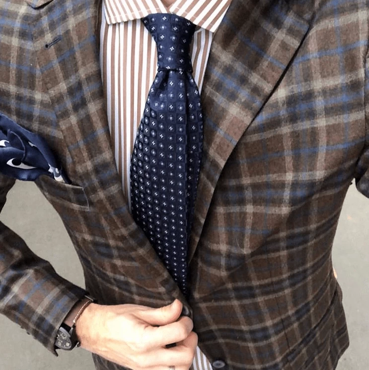 Hudson Foulard Silk Tie, Navy / Blue / Turquoise - Image 6