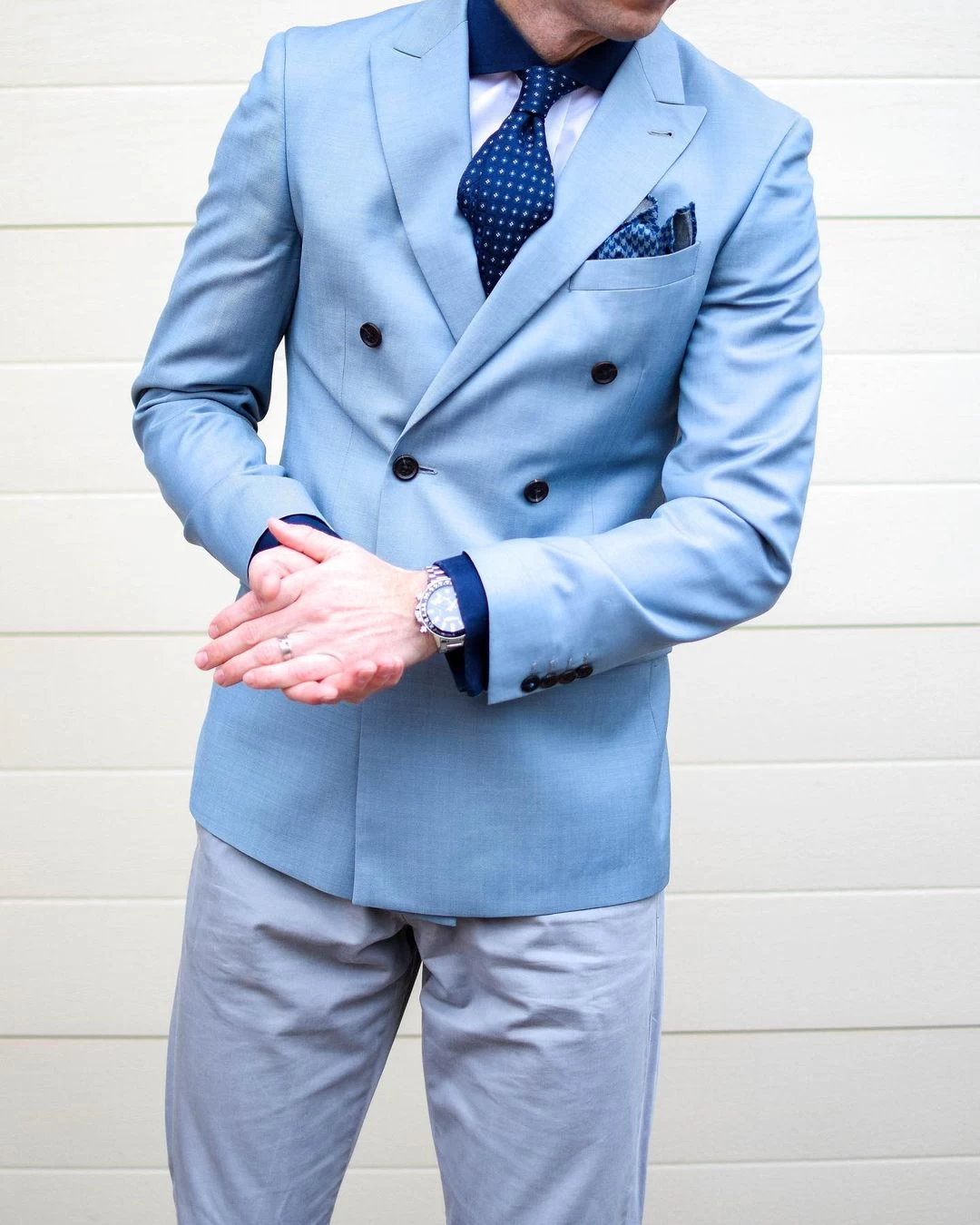 Hudson Foulard Silk Tie, Navy / Blue / Turquoise - Image 4