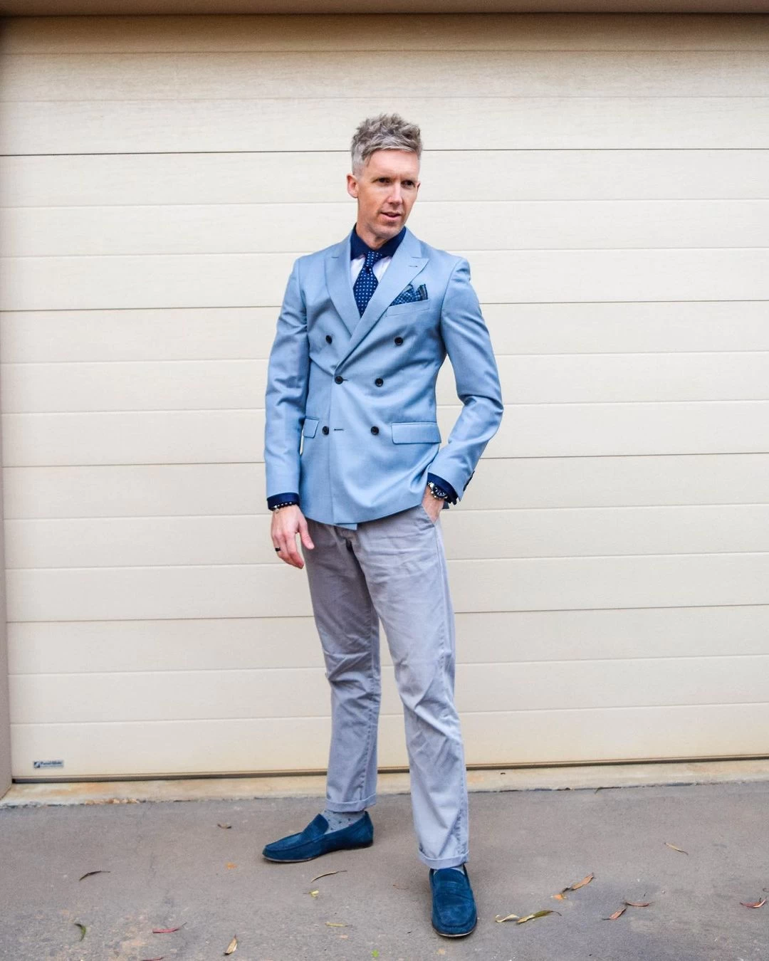 Hudson Foulard Silk Tie, Navy / Blue / Turquoise - Image 5