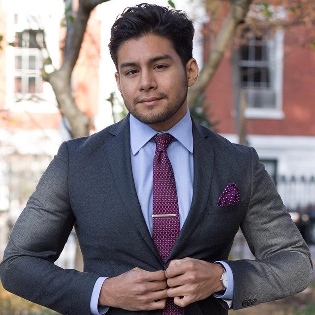 Stafford Squares Silk Tie, Burgundy / Light Blue - Image 7