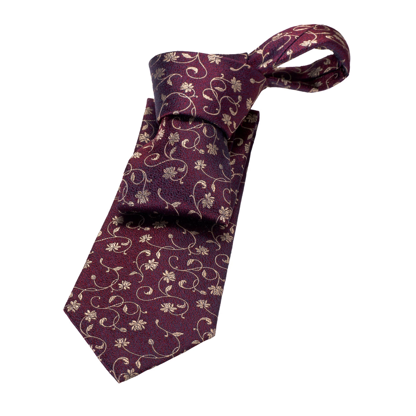Kingsbury Floral Silk Tie, Burgundy / Gold