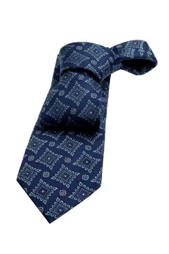 Lexington Foulard Silk Tie, Navy / Turquoise / White