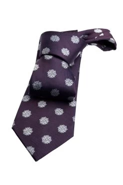 Little Falls Medallion Foulard Silk Tie, Purple / Silver