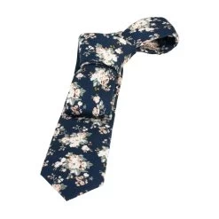 Malden Floral Cotton Tie,Navy / Pink