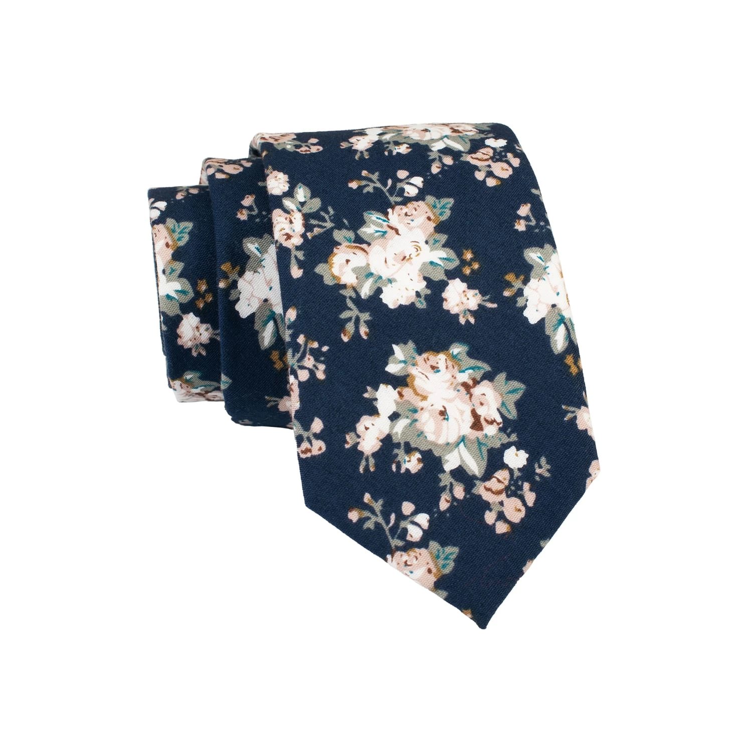 Malden Floral Cotton Tie,Navy / Pink - Image 2