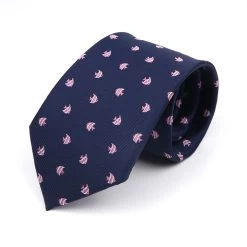 Marco Island Fish Polyester Tie, Navy / Pink / Silver