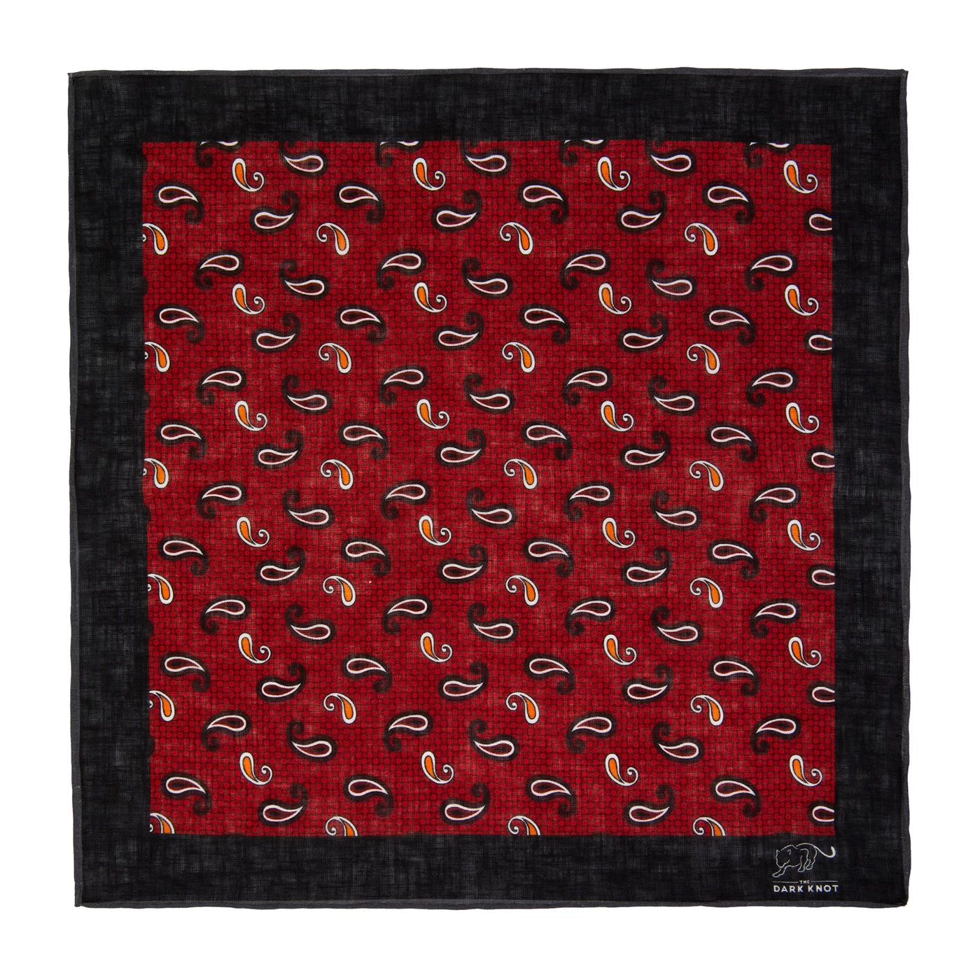 Medway Paisley Linen Pocket Square, Red / Orange / White - Image 2