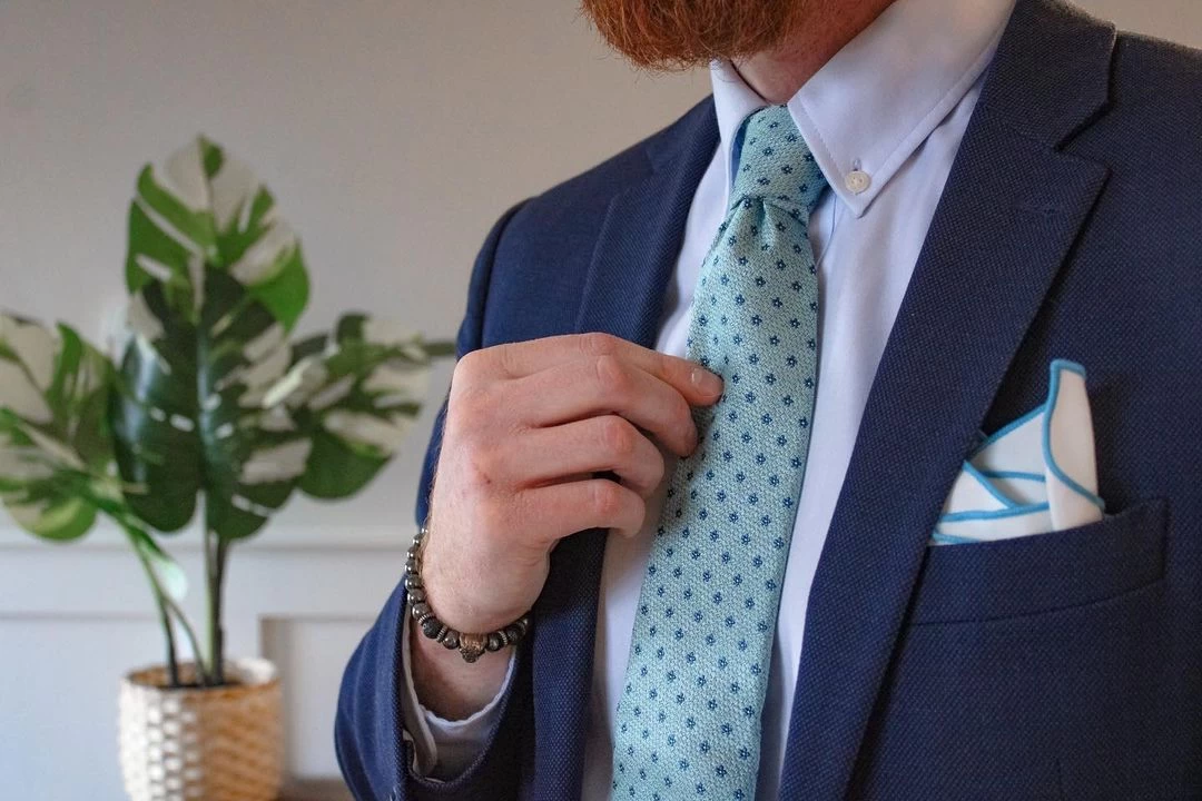 Meredith Foulard Silk Tie, Turquoise / Teal - Image 3