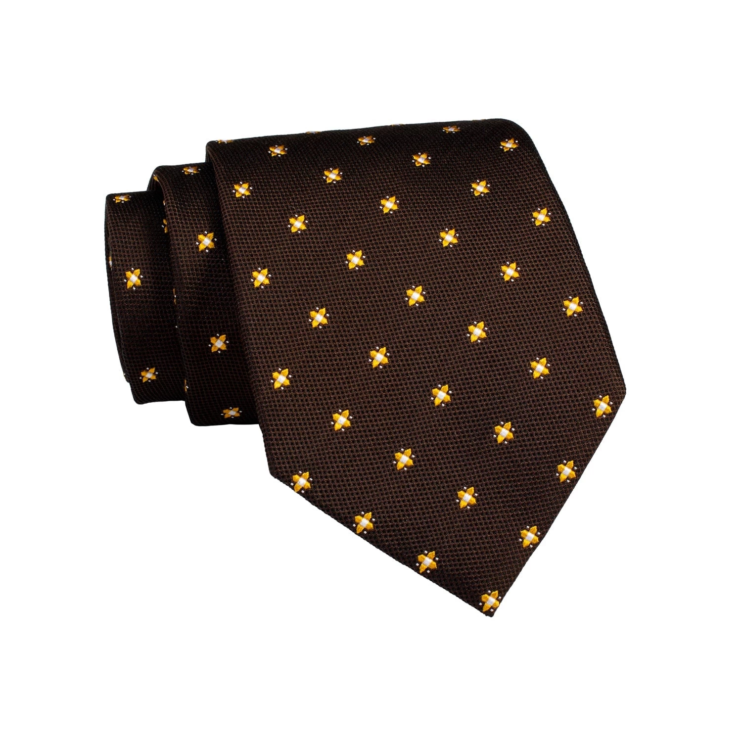 Millville Foulard Silk Tie, Dark Brown / Gold - Image 2