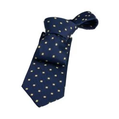Millville Foulard Silk Tie, Navy / Gold