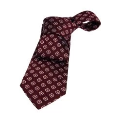 Monterey Foulard Silk Tie, Burgundy / Orange