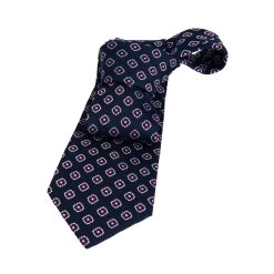 Monterey Foulard Silk Tie, Navy / Red