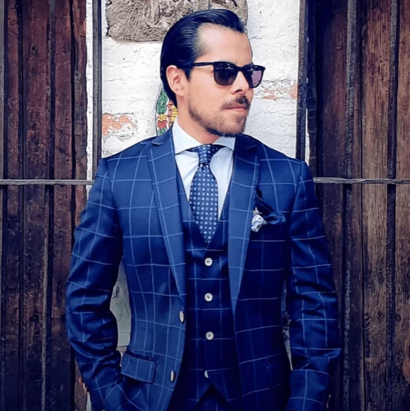 Montgomery Abstract Silk Tie, Navy / Light Blue / Brown - Image 3