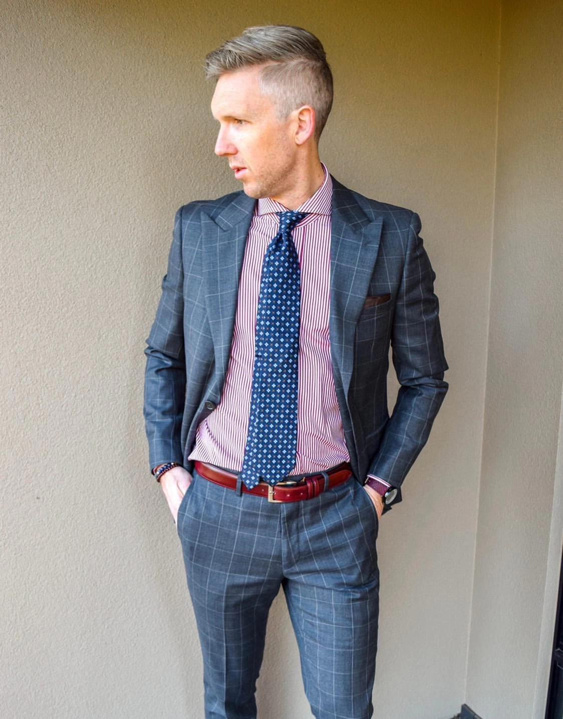 Montgomery Abstract Silk Tie, Navy / Light Blue / Brown - Image 6