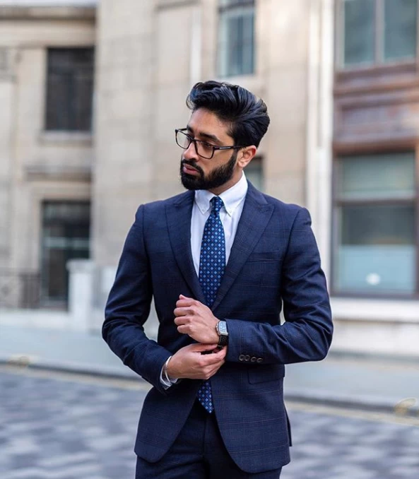 Montgomery Abstract Silk Tie, Navy / Light Blue / Brown - Image 4