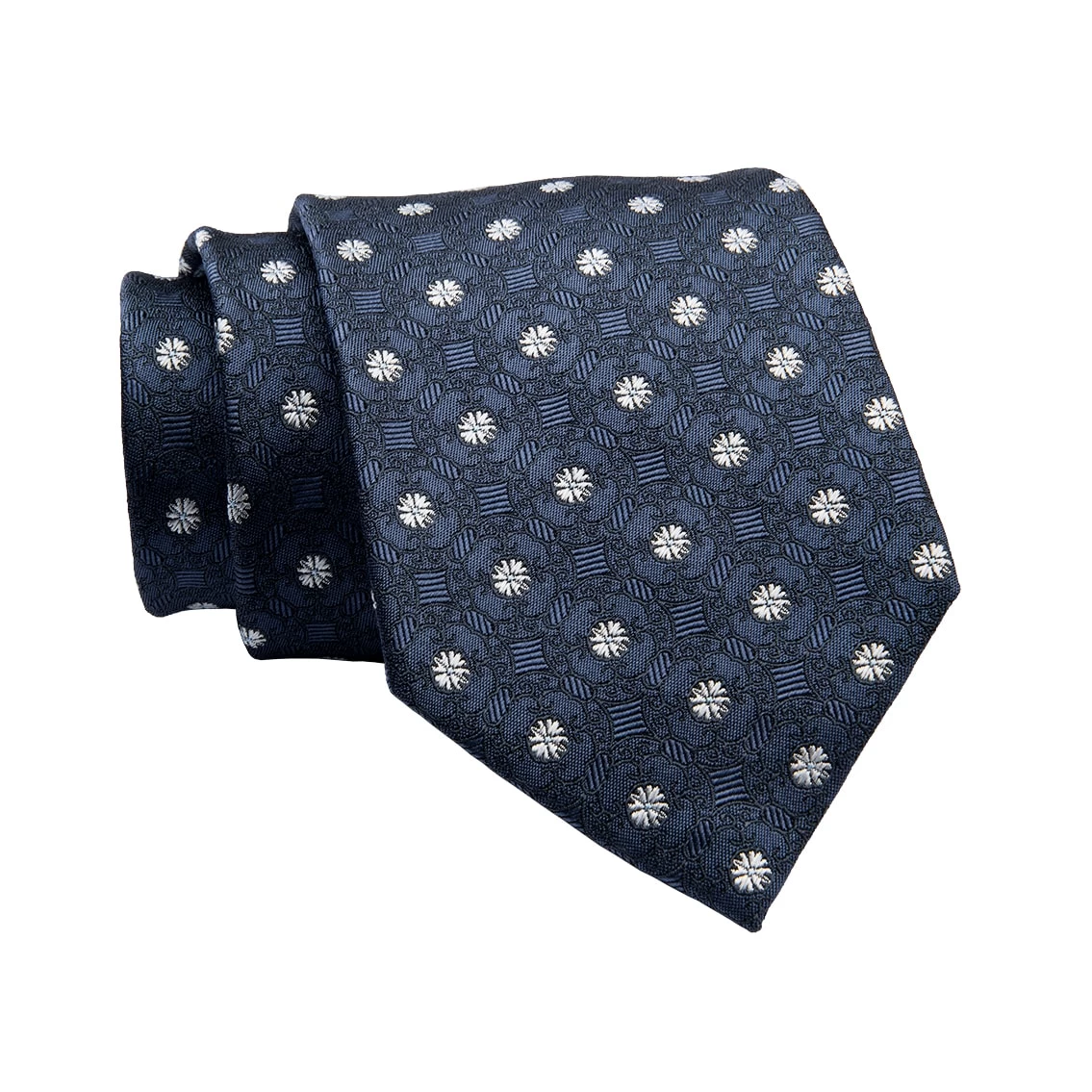 Columbia Foulard Silk Tie, Bluish Grey / Silver - Image 2