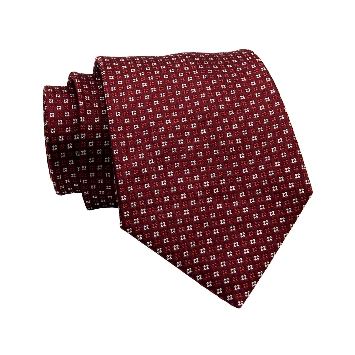 Dorchester Foulard Silk Tie, Burgundy Red / Silver - Image 2