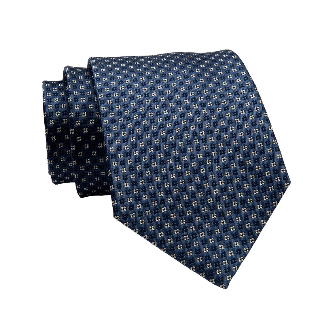 Dorchester Foulard Silk Tie, Bluish Grey / Navy / Silver - Image 2