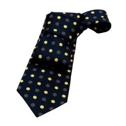 Berkshire Abstract Silk Tie, Navy / Yellow
