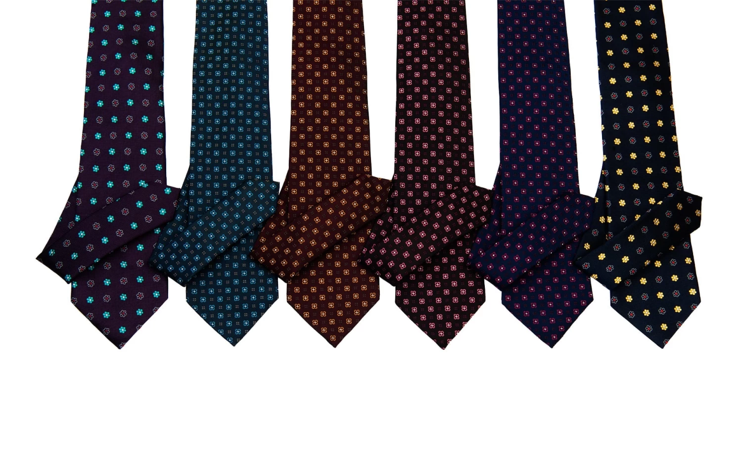 Berkshire Abstract Silk Tie, Navy / Yellow - Image 7