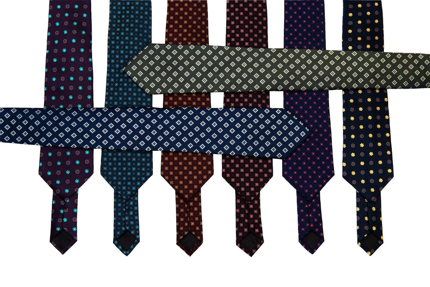 Berkshire Abstract Silk Tie, Navy / Yellow - Image 8