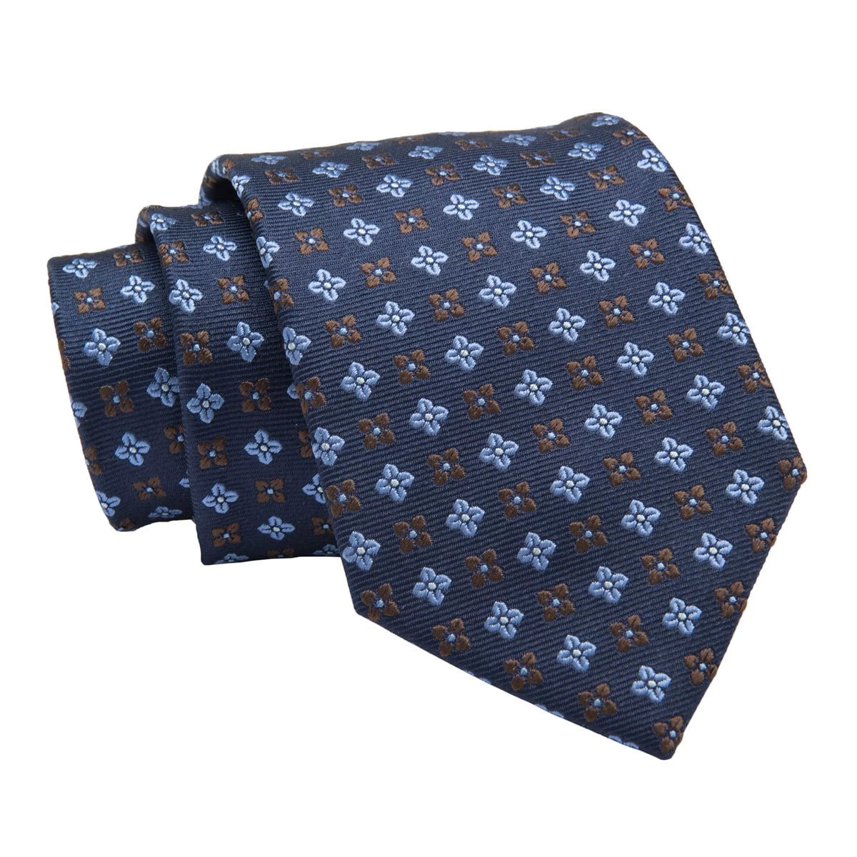 Montgomery Abstract Silk Tie, Navy / Light Blue / Brown - Image 2