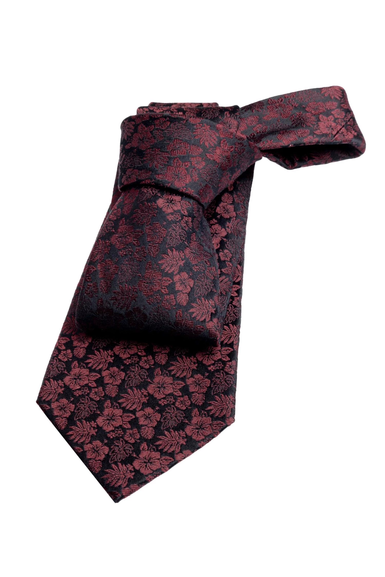New Bedford Floral Silk Tie, Black / Red