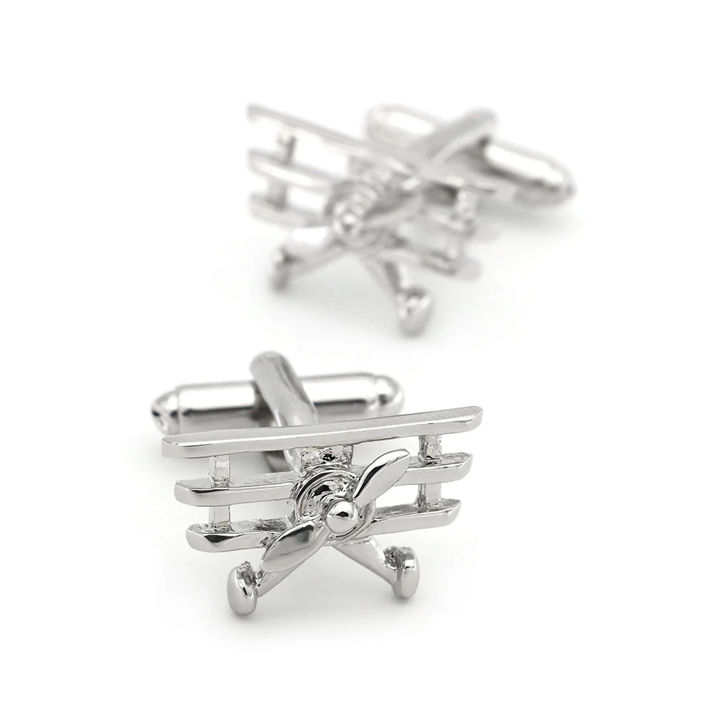 Oahu Airplane Rhodium Plated Cuffinks - Image 3