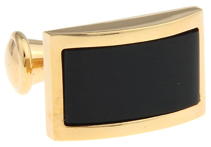 Oakfield Black Enamel Gold Rhodium Plated Cufflinks - Image 2