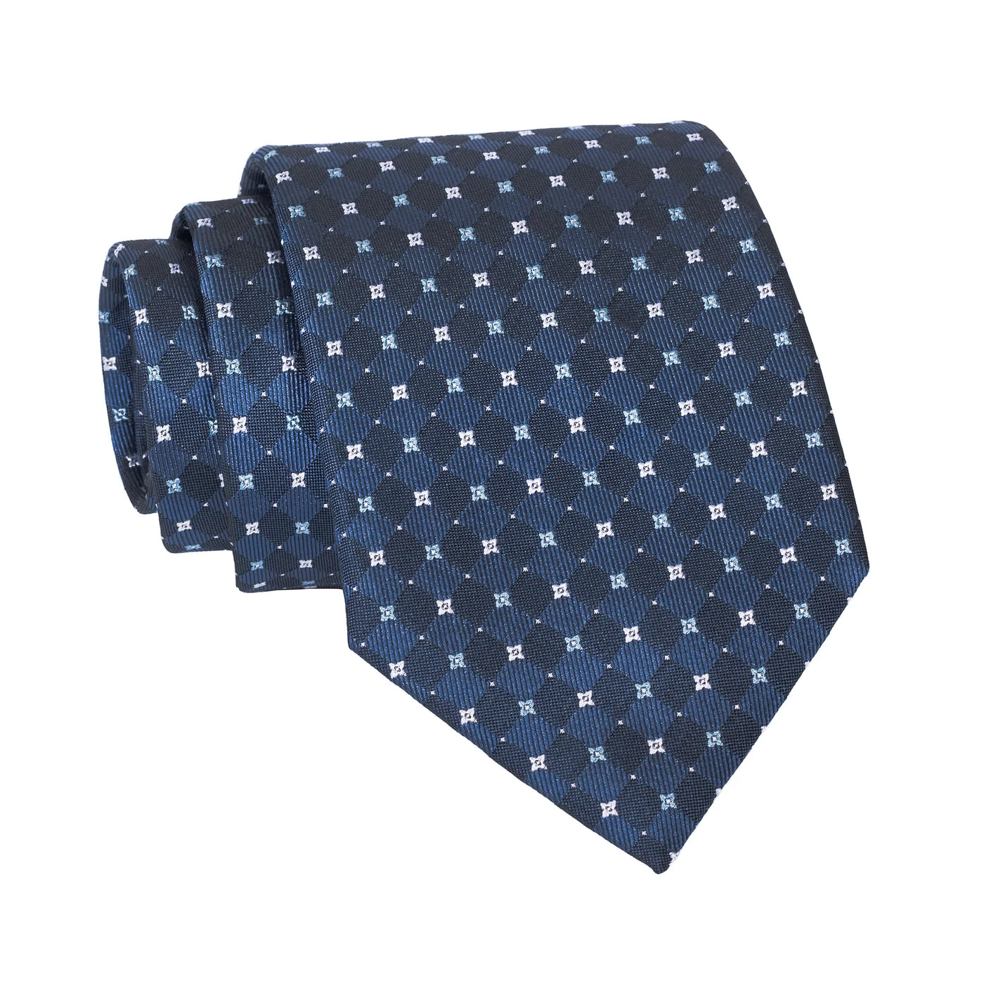 Orchard Park Foulard Silk Tie, Bluish Grey / Navy /Silver - Image 2